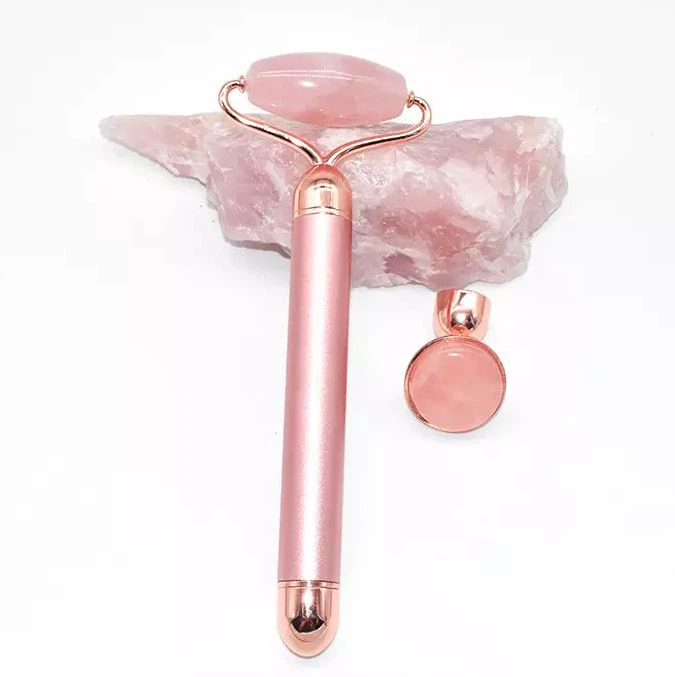Rose Gold 2 in 1 Electric Vibrating Facial Jade Roller