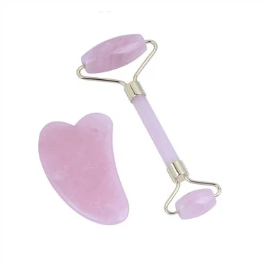 Anti Aging Rose Quartz Face Roller And Gua Sha Set
