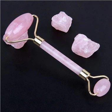 Natural Gemstone Rose Quartz Jade Roller For Facial Massage