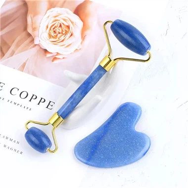 Natural Stone Blue Aventurine Jade Roller Set