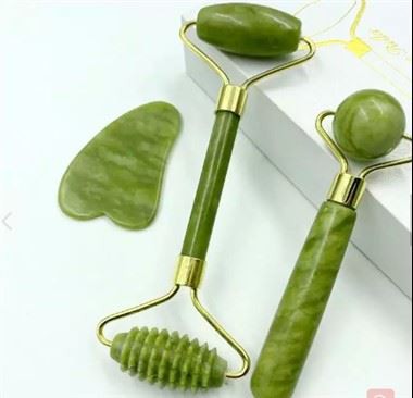 Quartz Stone Crystal Jade Face Massage Roller Gua Sha Set