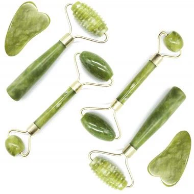 Ridged Jade Roller With Gua Sha Massage Tools