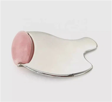 Rose Quartz Face Stainless Steel Jade Roller And Gua Sha