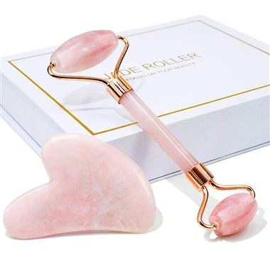 Rose Quartz Jade Roller & Gua Sha Tool Set