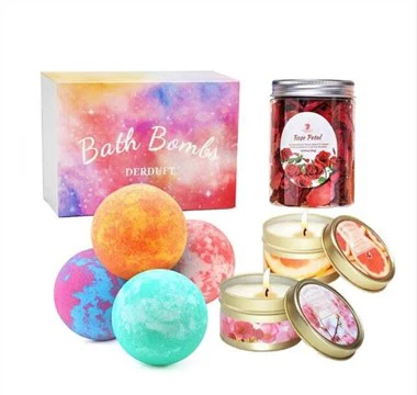 Natural Bath Bomb And Candle Gift Set