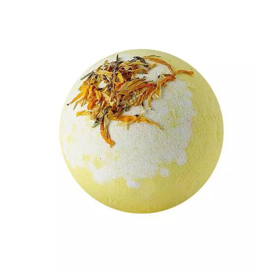 Yellow Bath Bomb With Dry Flowers