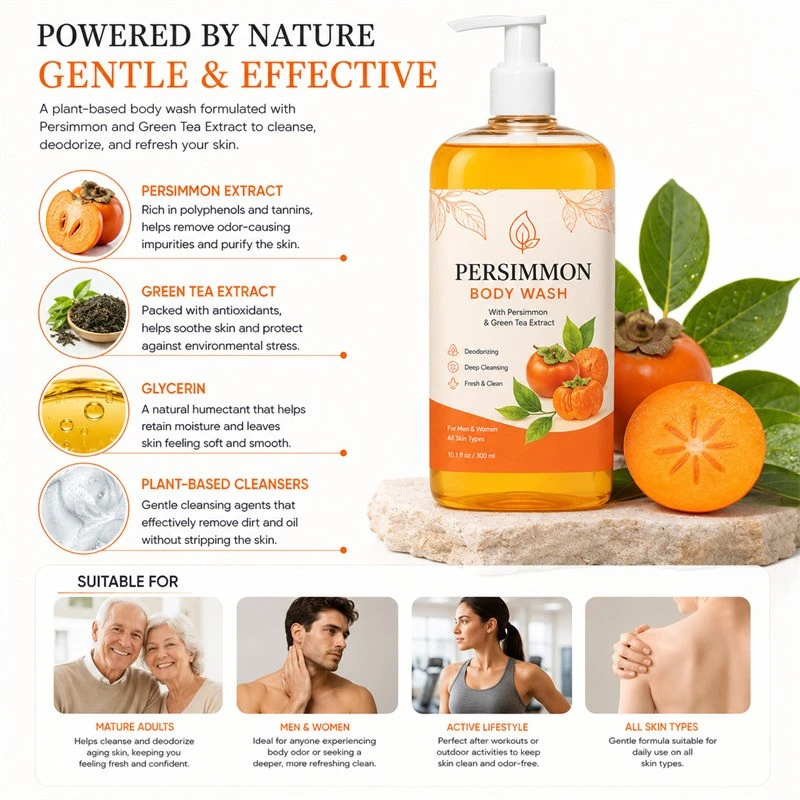 Custom Persimmon Body Wash For Deodorizing Body Care Brands factory