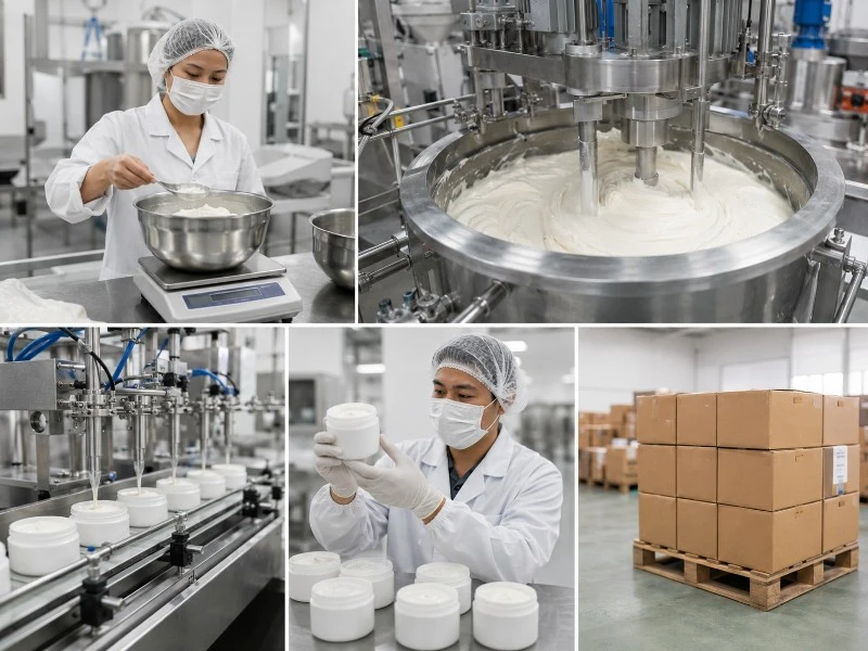 Body butter manufacturing quality control from mixing filling inspection to finished packing Body butter manufacturing quality control from mixing filling inspection to finished packing