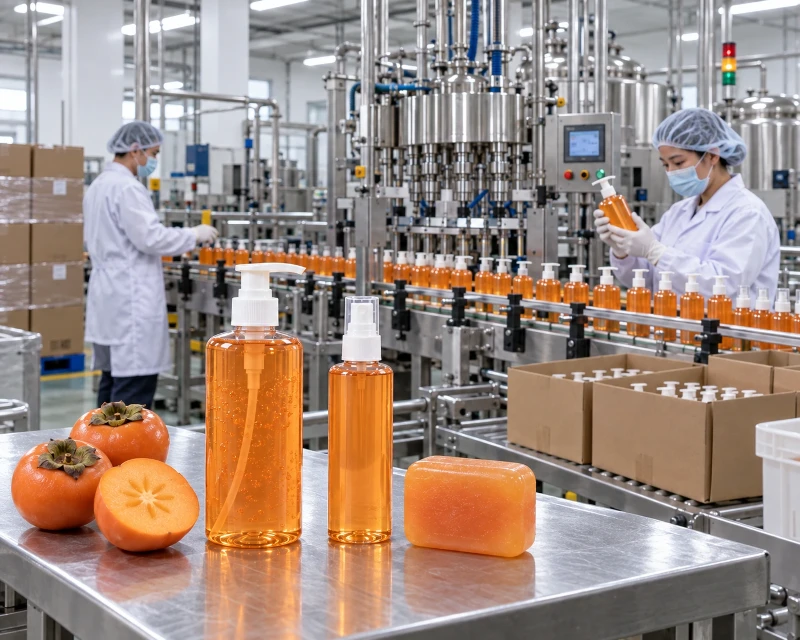 Private label persimmon body care OEM manufacturing line with soap body wash and body spray Private label persimmon body care OEM manufacturing line with soap body wash and body spray