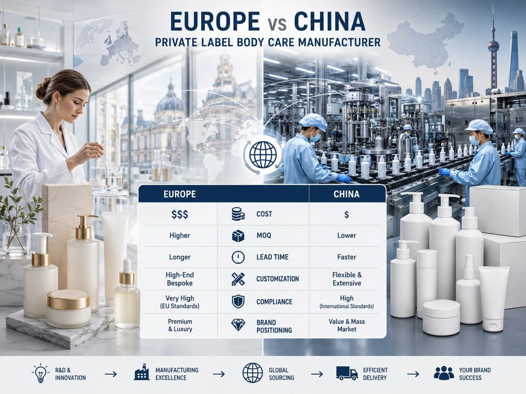 European vs China private label body care manufacturer comparison European vs China private label body care manufacturer comparison