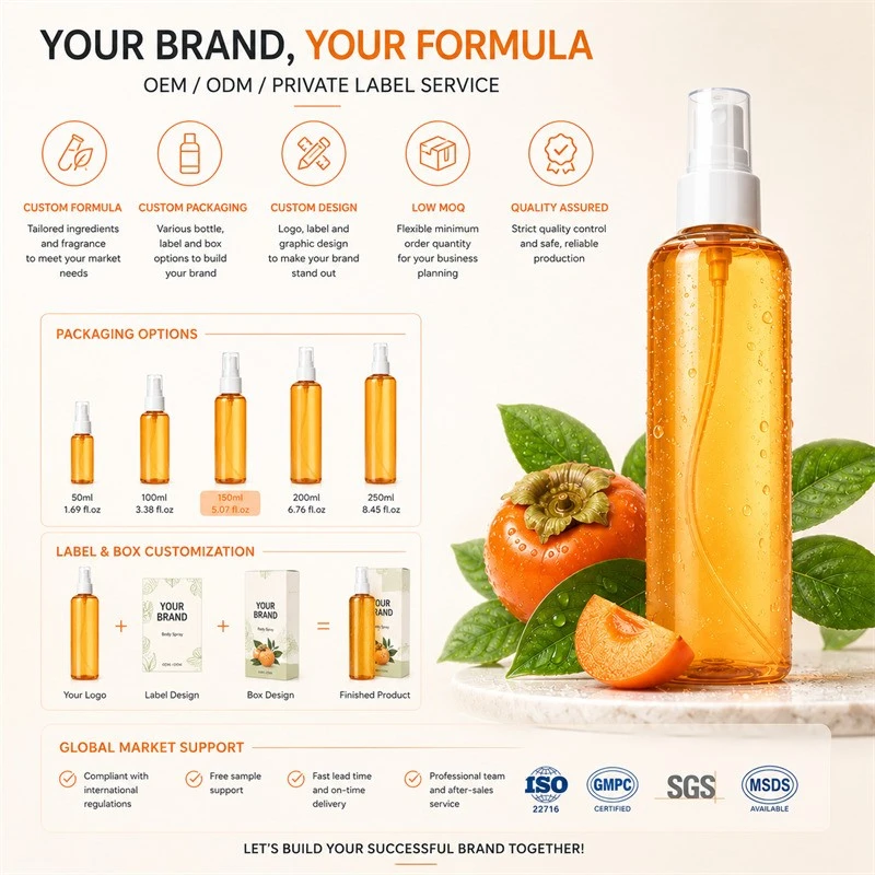 Private Label Persimmon Deodorizing Body Spray high quality