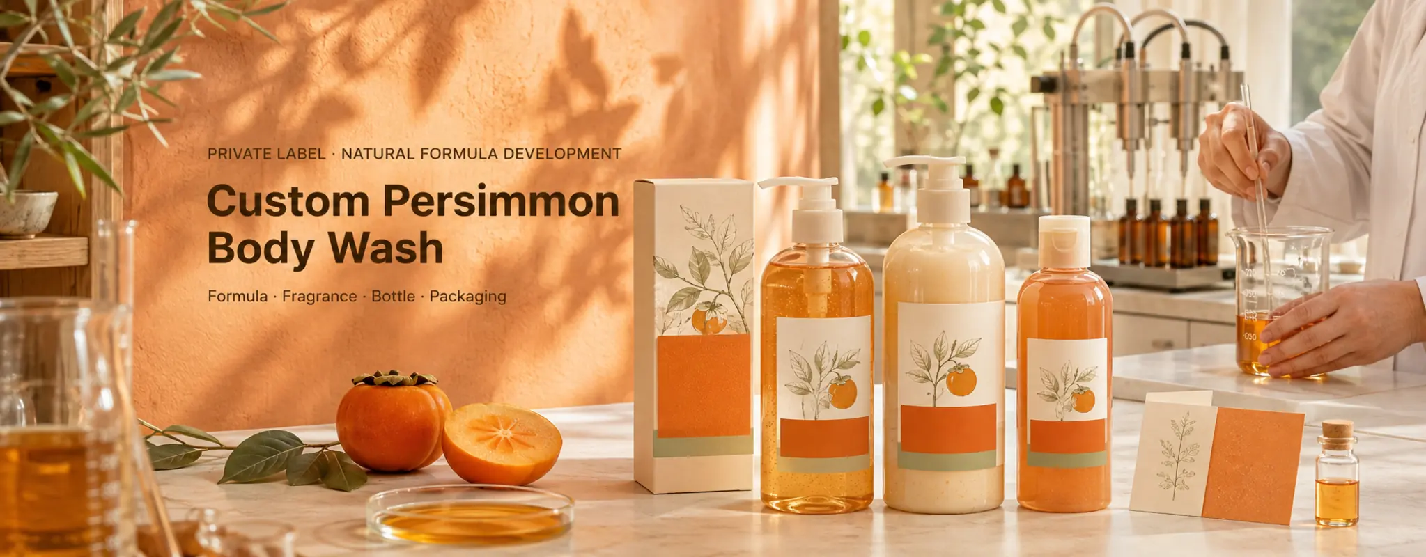 orange custom persimmon body wash banner with natural ingredients and private label factory development orange custom persimmon body wash banner with natural ingredients and private label factory development