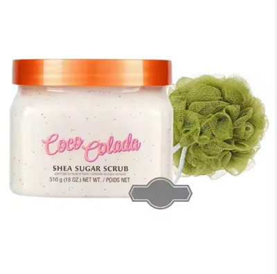 Cocoa Pineapple Shea Sugar Exfoliator Body Scrub With Colorful Shower Sponge